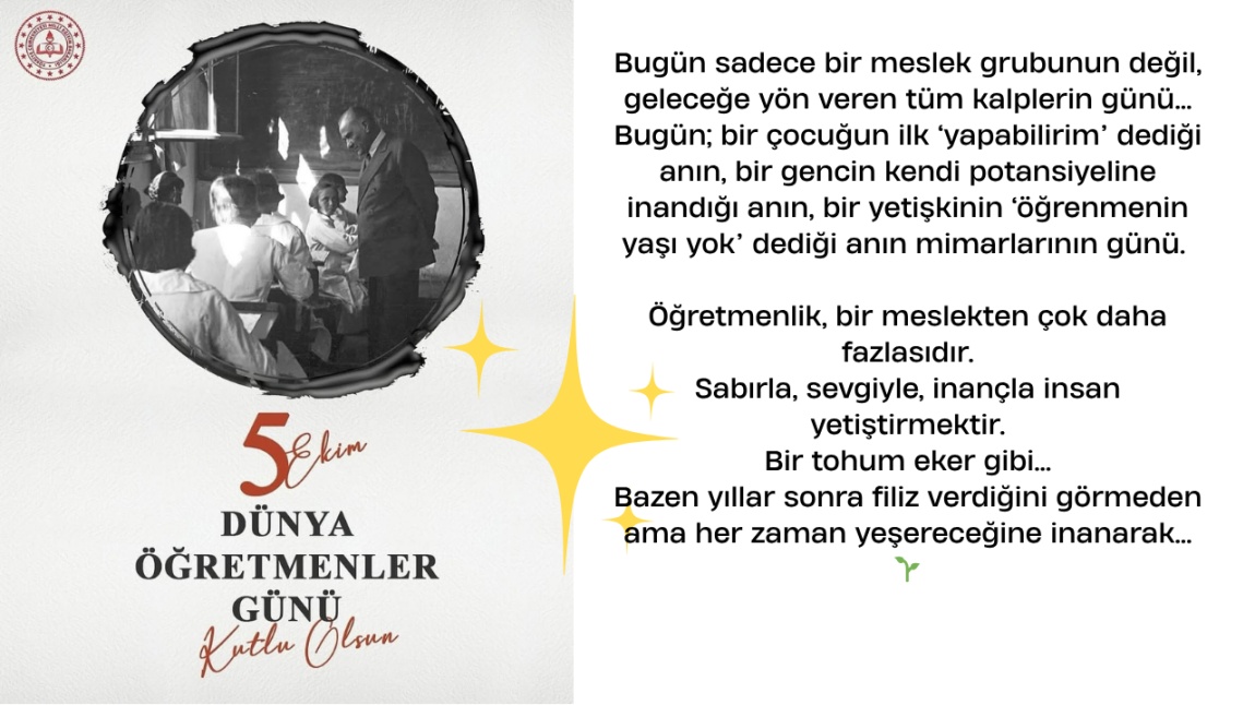 5 Ekim Dünya Öğretmenler Günü Kutlu Olsun